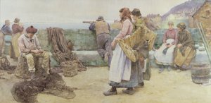 In een Cornish Vissersdorp: Vertrek van de Vloot naar het Noorden, 1886 door Walter Langley